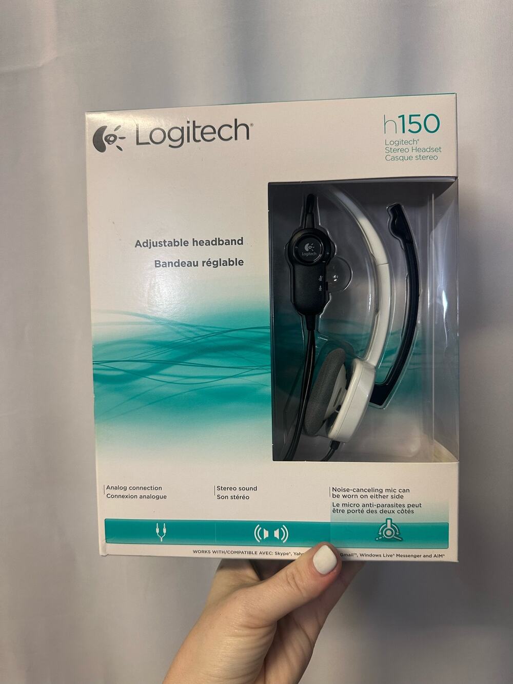 Logitech Stereo Headset h150 Headphones 3.5mm Analog White + Black NEW